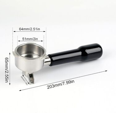 51mm Portafilter for Cecotec Power Espresso 20/Casabrews CM5418 with dual spout - stainless steel portafilter including filter basket