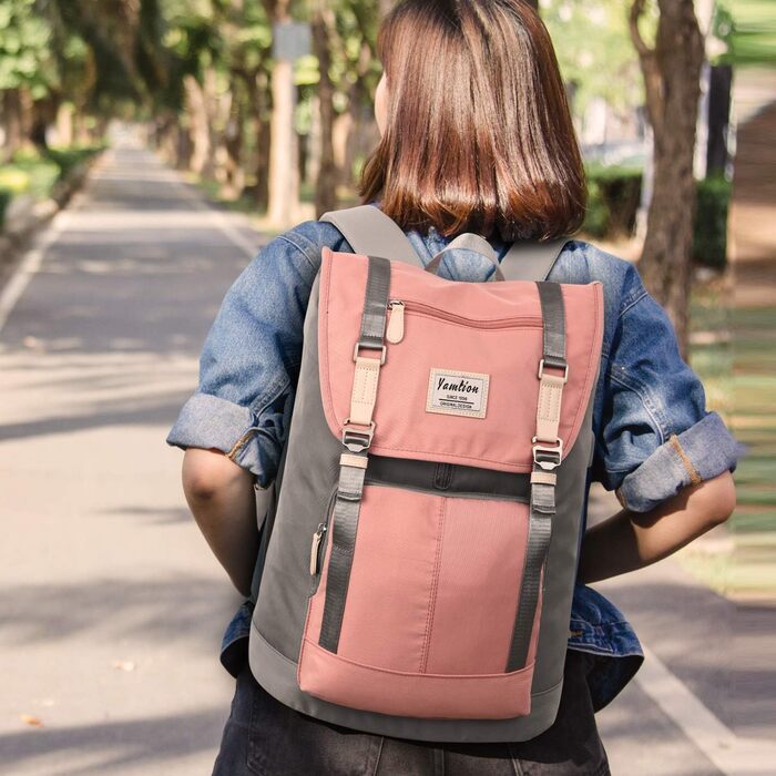 Жіночий рюкзак YAMTION з відділенням для ноутбука 17 дюймів, USB-порт, рожевий | Шкільний рюкзак для підліток та студентів