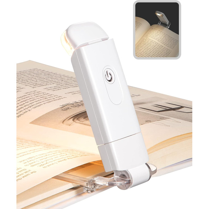 LED лампа для читання DEWENWILS на кліпсі, USB перезарядна, 2 рівні яскравості, тепле біле світло, подарунок для дітей та книголюбів