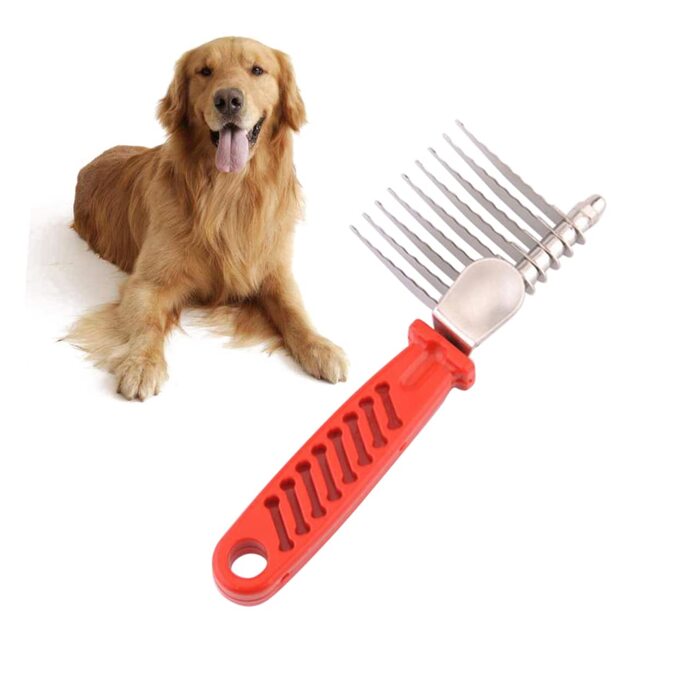 Набір гребінців для грумінгу тварин POPETPOP (3 шт.): для собак та котів, видалення шерсті, розплутування, середній розмір, червоний