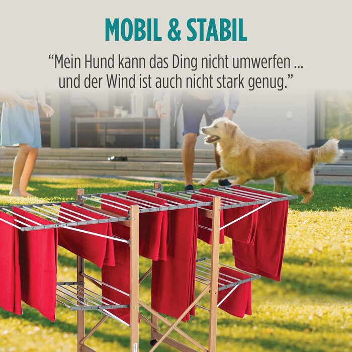 Сушарка для білизни Vitapur XXL з роликами - 2 рівні, 21м довжини, складна, 12см деревоподібний дизайн, мобільна, внутрішня/зовнішня, вантажопідйомність 25кг, 136x69см, економія місця