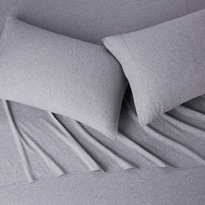 Amazon Basics 4-Piece Jersey Sheet Set, for King Size Beds, Light Grey, Solid