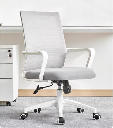 Ергономічне крісло для офісу, регульовані підлокітники, 3D-підголовник та поперекова підтримка, функція гойдання та нахилу (білий та чорний)