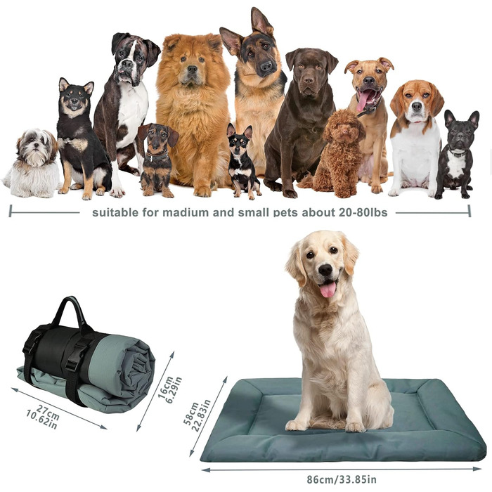 Килимок для собак та котів WESKIFAN: водонепроникний, портативний, 58 x 86 см, сірий