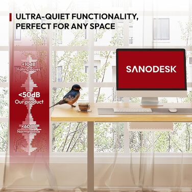 Електричний регульований стіл Sanodesk, 100x60 см, білий, з пам'яттю висоти