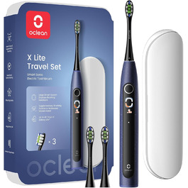 Oclean X Lite: електрична зубна щітка, блакитна, подарунчий набір, 3 насадки, IPX7, 5 режимів, таймер, чохол для подорожей