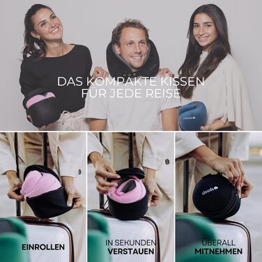 Подушка для шиї CLOUDS для подорожей – Memory Foam, 2 розміри, для дорослих, дихаючий чохол, 5 кольорів (Чорний, S/M)