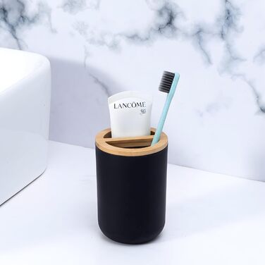 Набір аксесуарів для ванної кімнати Retoo 6 предметів: мильниця, тримач для зубних щіток, дозатор мила, чашка, чорний колір