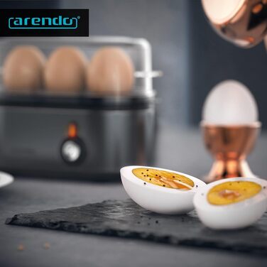 Електричний яйцеварка Arendo Threecook з нержавіючої сталі - 1-3 яйця, регулювання ступеня готовності, BPA-free, сірий колір