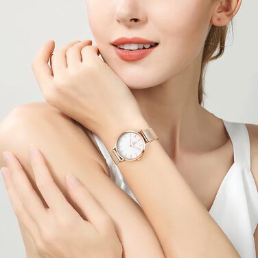 SK Ультратонкий мініатюрний жіночий годинник з двома стрілками. Елегантний годинник для жінок з шкіряним ремінцем (рожеве мереживо)