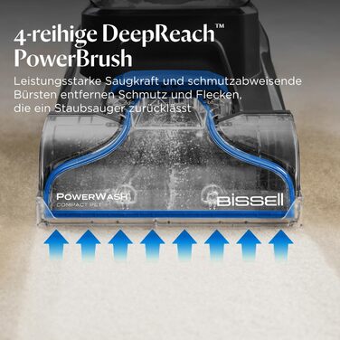 BISSELL PowerWash Compact Pet: компактний вертикальний мийник для килимів та м'яких меблів для видалення плям від тварин, 600W, з кабелем, 4058N