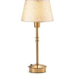 Настільна лампа OCEST на акумуляторі, сенсорне керування, регульована яскравість, для дому, кухні, тераси, їдальні (античне латунь-лінолеум), плафон з шовку 35,5 см