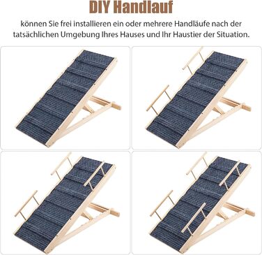 Східці для собак Hunderampe: дерев'яна, складна, регульована, до 100 кг, 30-60 см