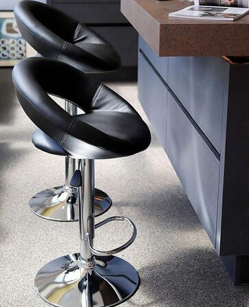 Dibea 2-Piece Swivel Bar Stools - Adjustable Height, 130kg Capacity, Black - Model 1