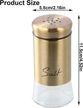 Набір солянок та перечничок 150 мл (2 шт.) з нержавіючої сталі та скла, золоті, для дому, кухні, ресторану, барбекю