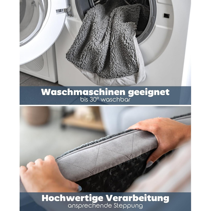 Ортопедичне ліжко для собак Lionto, 60x40x8 см, з м'яким плюшем, знімний та пральний чохол, водовідштовхувальне, для собак та котів, сірого кольору