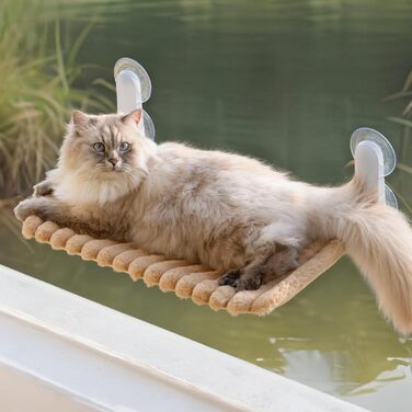 Кігтеточка-лежанка на вікно EWOOFUN для котів, розкладна, знімний чохол, міцна сталева рама, до 18 кг