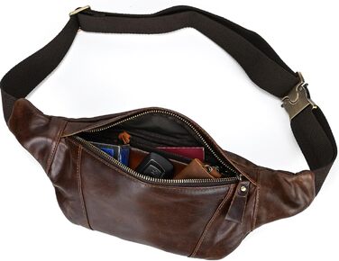 Чоловіча поясна сумка LUUFAN з натуральної шкіри, колір кавовий