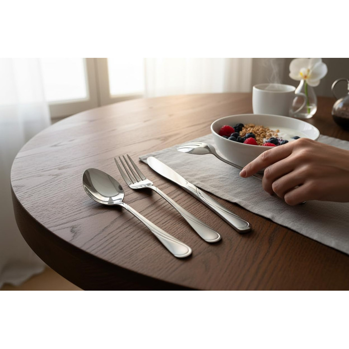 Набір столових приборів SATIN 72 предмети з нержавіючої сталі на 12 осіб (виделки, ложки, ножі) у кейсі