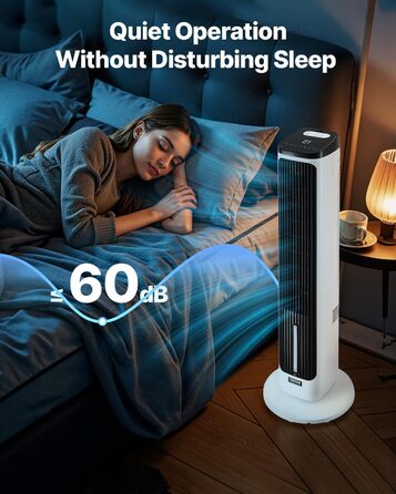 Турбовентилятор VEVOR: 7,1 м/с, тихий, з осциляцією 70°, 9 режимів, 4 моди, таймер 24 год, пульт, для дому, офісу, спальні