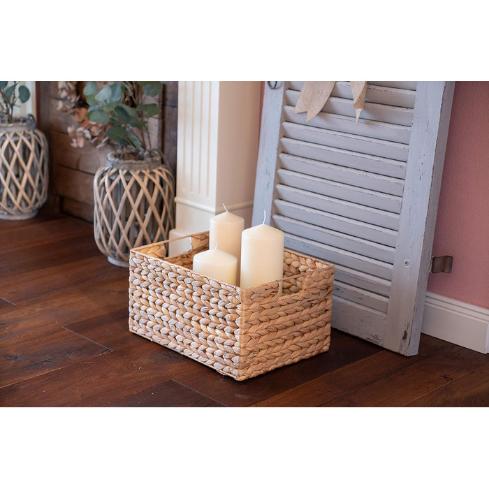 Water Hyacinth Woven Storage Basket - Seagrass Rectangular - Set of 2 (3 Pieces L (14.5in x 11in x 7.8in))
