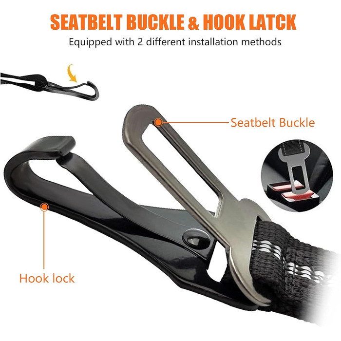 Автомобільний ремінь безпеки для собак, універсальний, з відбиваючими смугами, регульований, для всіх порід та авто