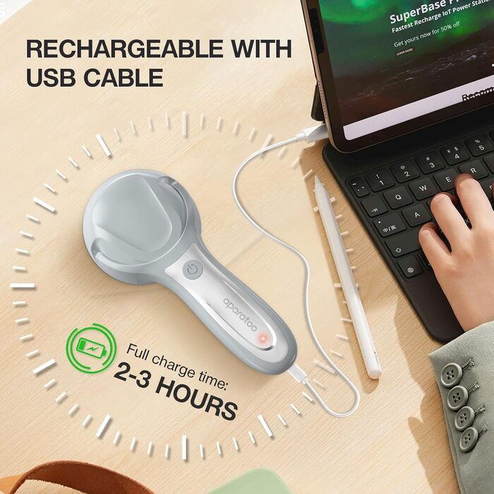 Електричний видалення ворсу для одягу - щітка для одягу, 3 леза, USB, сірий