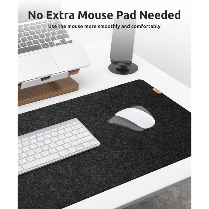 Килимок для столу YSAGi повстяний 90x40 см, антиковзкий, для миші та клавіатури, офіс/дім (Чорний)