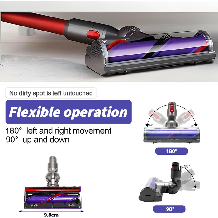 Насадка-турбощітка для пилососів Dyson V7 V8 V15 SV10 SV11 SV14 - LHYNEE, сумісна з оригінальною