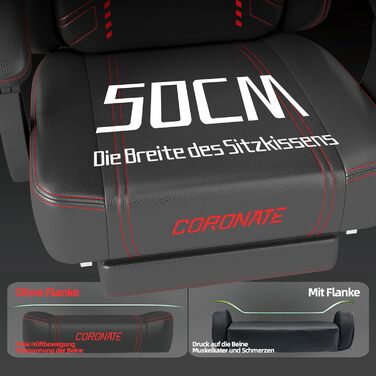 Ігровий стілець Ergonormic з регульованою спинкою та поворотом 360° - офісний стілець для дорослих/підлітків до 150 кг, тканинний червоний для дому/ігор