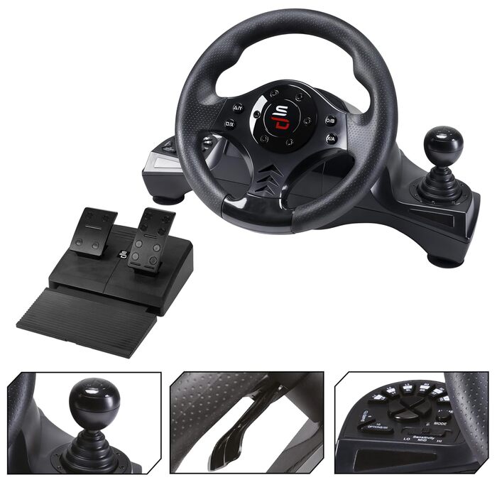 Руль SUBSONIC Superdrive GS750 Drive Pro з педалями, кермом, Paddles та вібрацією для Xbox Series X/S, PS4, Xbox One, PC (програмований)