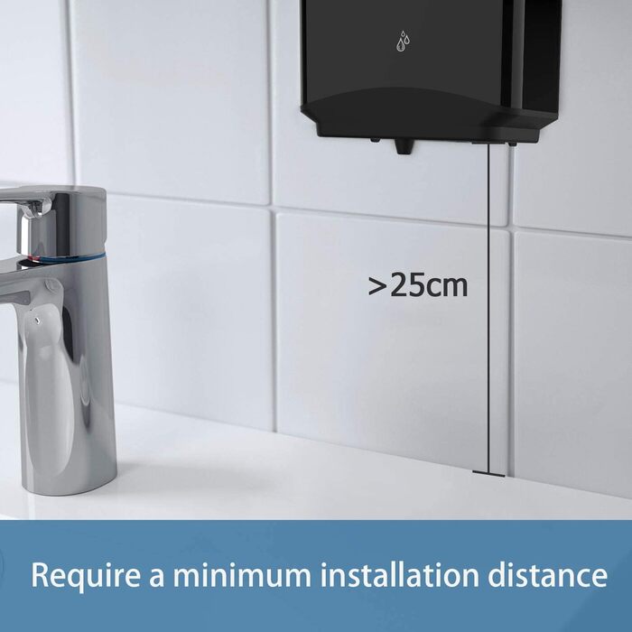 anydry AD1206 Commercial Wall Mount Automatic Liquid Soap Dispenser, Stainless Steel Finish, 1100ml Large Capacity (Matte Black)