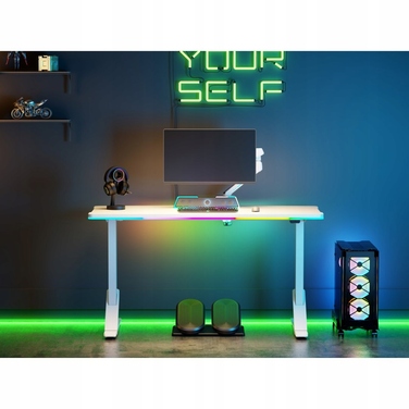 Ігровий стіл Ultradesk IRON WHITE, 132,5x60,5 см, регулювання висоти 71-81 см