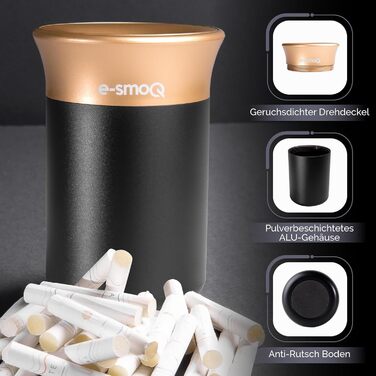 Електронна попільничка e-smoQ з кришкою для IQOS 3/3 DUO, аксесуар для авто, офісу, дому та вулиці, чорна/золота