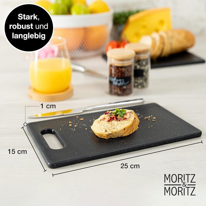 Набір з 2 дерев'яних обробних дощок Moritz & Moritz, 25 x 15 см, з граніту, BPA free, для сніданку, гігієнічні, придатні для миття в посудомийній машині