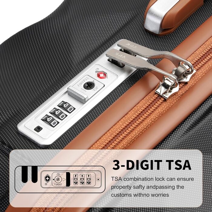 Чохол-валіза British Traveller Hartschalenkoffer, 74.5 x 49 x 30.5 см, ABS + PC, TSA-замок, 4 колеса, для подорожей та бізнесу (Чорний/Коричневий, L)