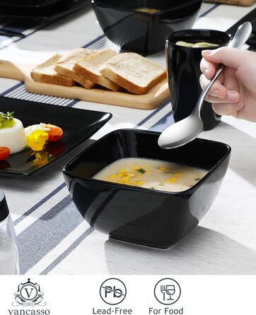 Vancasso Tableware Stoneware, 16-piece SOHO square dish set for 4 people, combination tableware set, square