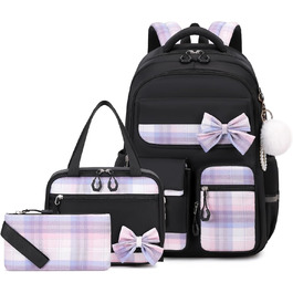 Шкільний рюкзак для дівчаток 3 в 1: рюкзак, ланчбокс, пенал. Чорний, для 3-5 класів