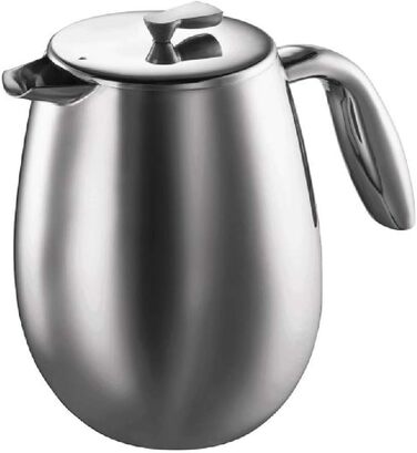 Френч-прес Bodum Columbia 1.5 л, подвійні стінки, нержавіюча сталь, матовий, для кави, можна мити в посудомийці