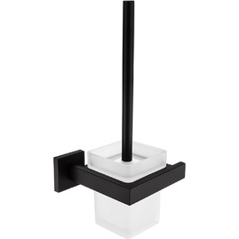 Toilet brush holder, black matte, wall-mounted toilet brush, stainless steel toilet brush holder set requiring drilling