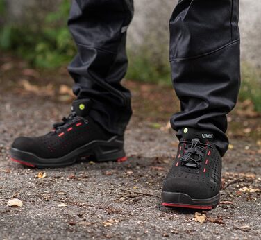 Черевики Uvex 1 Halbschuh S2 SRC: робочі черевики для жінок та чоловіків, чорно-лімоний, 51 EU