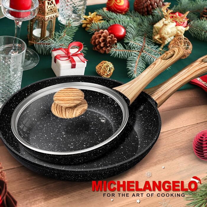 Сковорода для млинців MICHELANGELO 24 см, антипригарна, для індукції, з м'якою бакелітовою ручкою, чорна