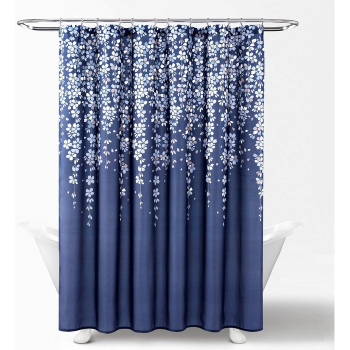Шторка для душу Lush Decor з квітковим малюнком, 183 x 183 см, блакитний колір