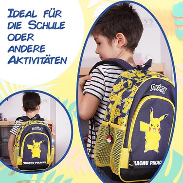Дитячий рюкзак Pokémon Pikachu: для хлопчиків та дівчаток, 8-18 років, ідеальний для школи та як подарунок, блакитний