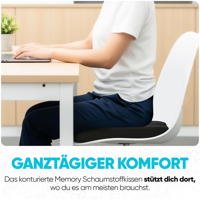 Крісло-подушка FORTEM з Memory Foam: для офісу, геймінгу, авто. Зручне, з антиковзким покриттям, чорний велюр, великий розмір