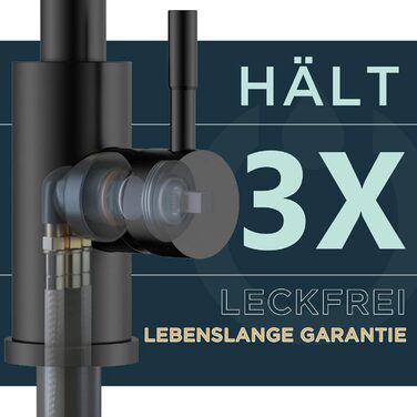 Кран кухонний FORIOUS чорний з висувною лійкою, поворотний на 360°, матовий, для кухні