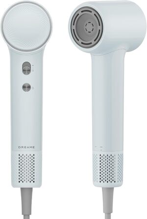 Фен DREAME Hair: Швидке сушіння, 110 000 обертів/хв, іонізація, регулювання температури та потужності, насадка-дифузор, тиха робота, білий (блакитний, міні)
