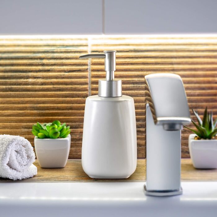 Дозатор мила KADAX: керамічний диспенсер для мила, мийного засобу та лосьйонів для ванної/кухні