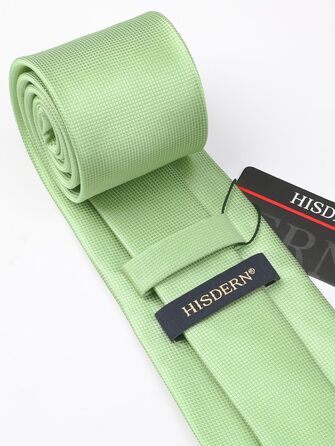 Комплект краватка, хустинка та запонки Hisdern для весілля, однотонний, зелений (Salbei Grün-3)