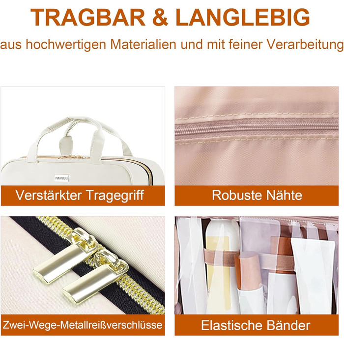 Косметичка для подорожей для жінок, прозора, з можливістю підвішування, для макіяжу та туалетних аксесуарів, біла